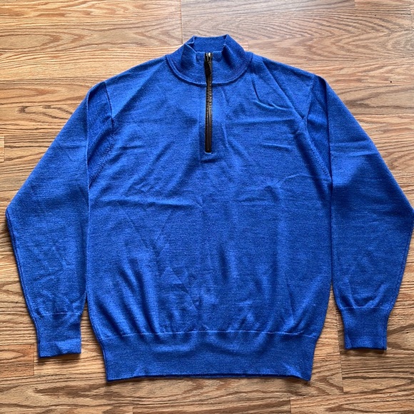 Orvis Sweaters Orvis Mens 0 Merino Wool 14 Zip Pullover Sweater In Blue Size Medium Poshmark